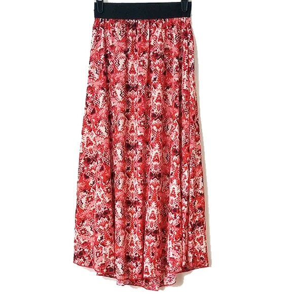 LulaRoe Pull On Full Maxi Skirt S Lined Red Geometric - Picture 1 of 7